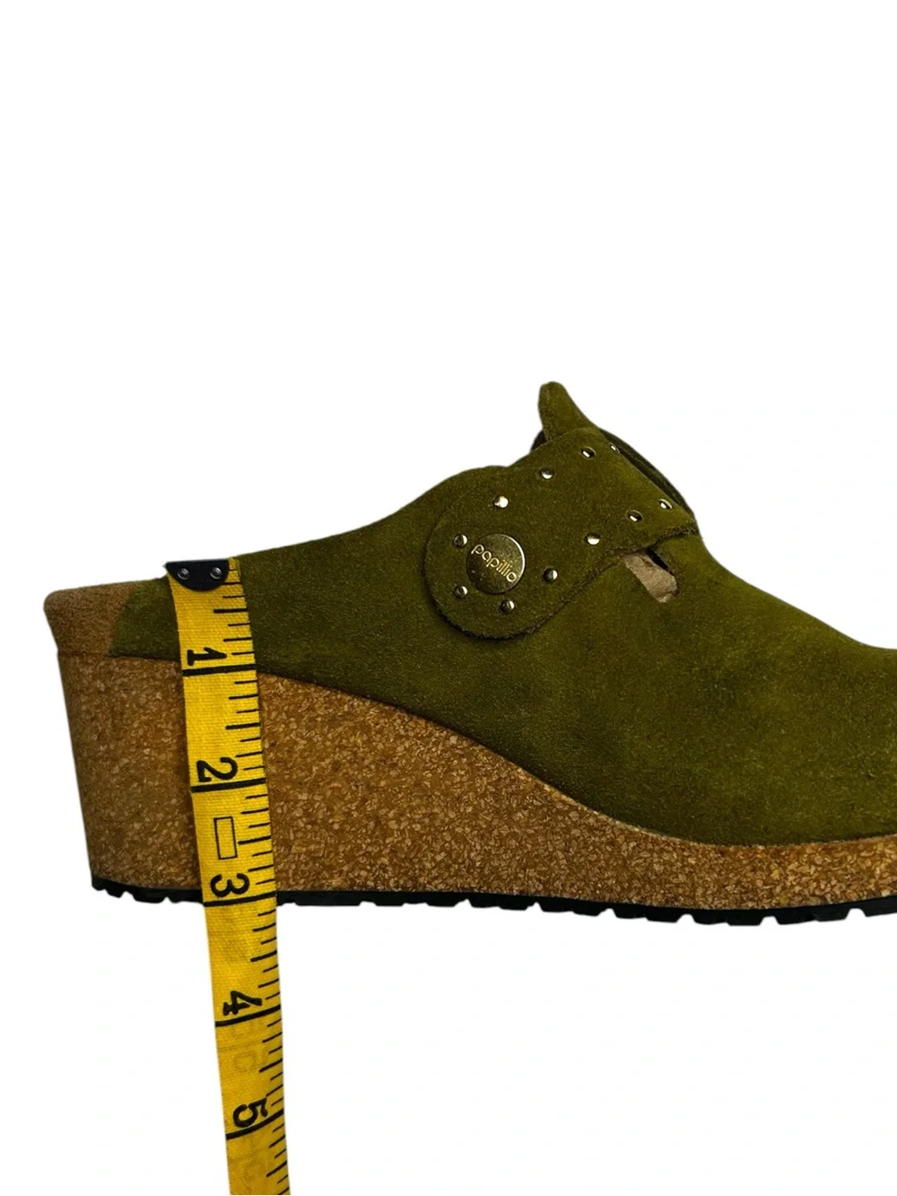 Birkenstock Papillio Fanny Wedge Clogs Thyme Suede EU 37 US 6-6.5 Narrow / Med - Picture 14 of 14